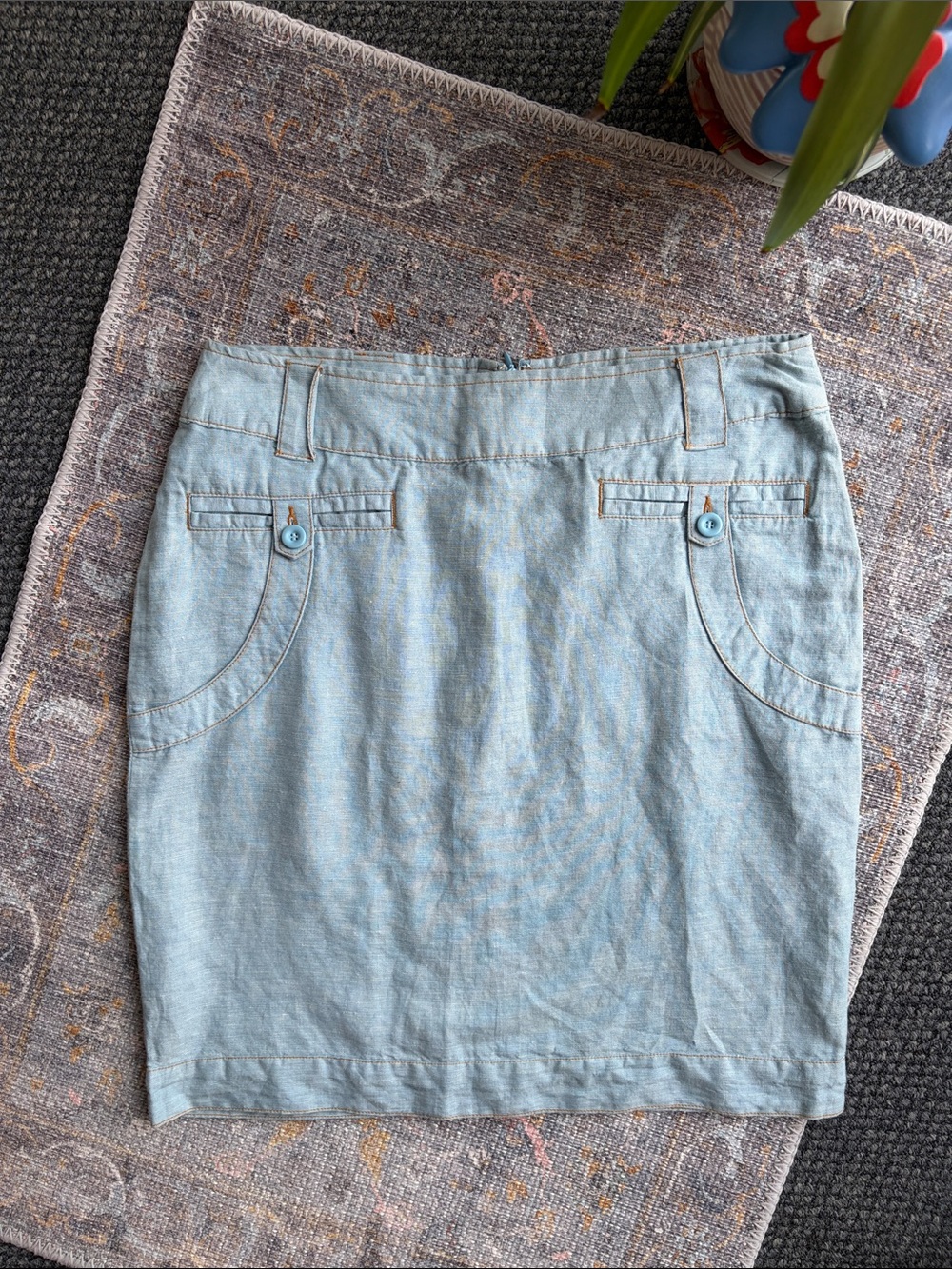 Anthropologie Tulle Light Blue Denim-Style Mini Skirt